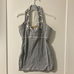 Lululemon Athletica Gray Tank Top with Patterned Neckline